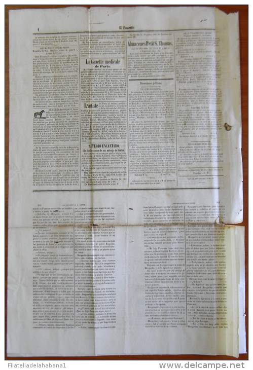 BP250 CUBA SPAIN NEWSPAPER ESPAÑA 1848 EL FOMENTO BARCELONA 25/04/1848 49X33cm - [1] Until 1980