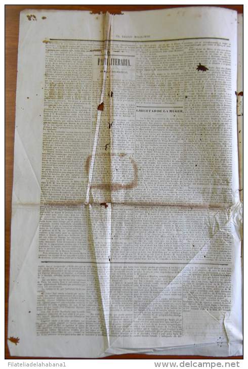 BP251 CUBA SPAIN NEWSPAPER ESPAÑA 1844 EL DIARIO REDACTOR 21/12/1844 55X38cm - [1] Hasta 1980