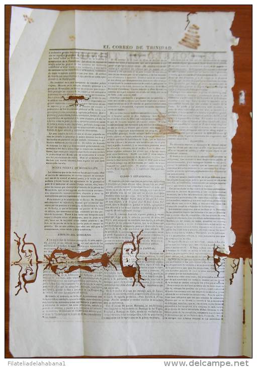 BP252 CUBA SPAIN NEWSPAPER ESPAÑA 1838 EL CORREO DE TRINIDAD 19/05/1838 39X43cm - [1] Fino Al 1980