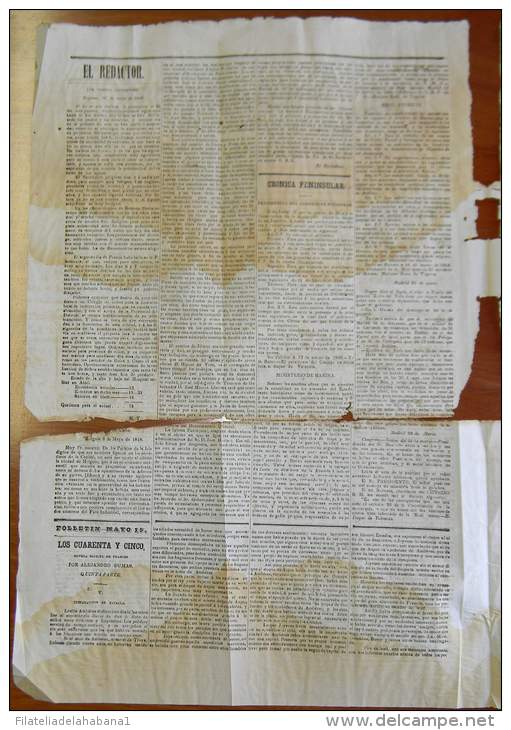 BP253 CUBA SPAIN NEWSPAPER ESPAÑA 1848 EL REDACTOR 15/05/1848 55X37cm SANTIAGO C - [1] Tot 1980