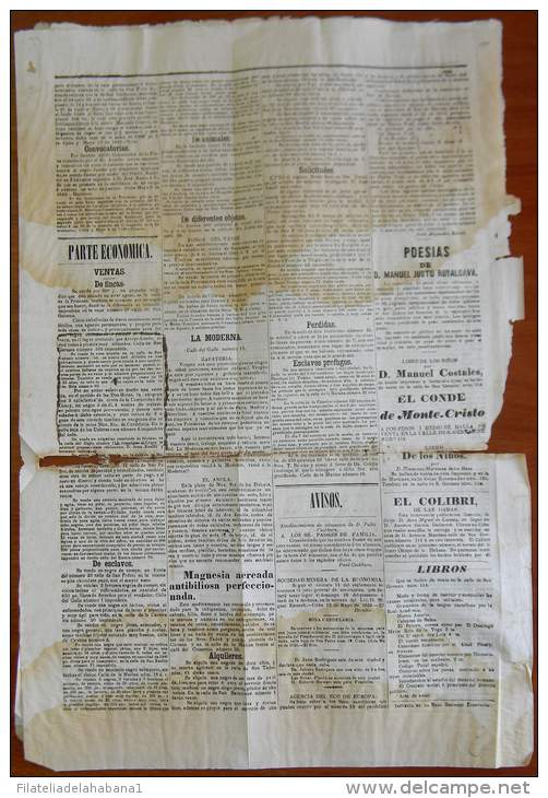 BP253 CUBA SPAIN NEWSPAPER ESPAÑA 1848 EL REDACTOR 15/05/1848 55X37cm SANTIAGO C - [1] Jusqu' à 1980