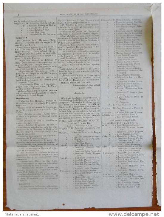 BP254 CUBA SPAIN NEWSPAPER ESPAÑA 1877 BOLETIN OFICIAL 09/09/1877 32X23cm - [1] Jusqu' à 1980