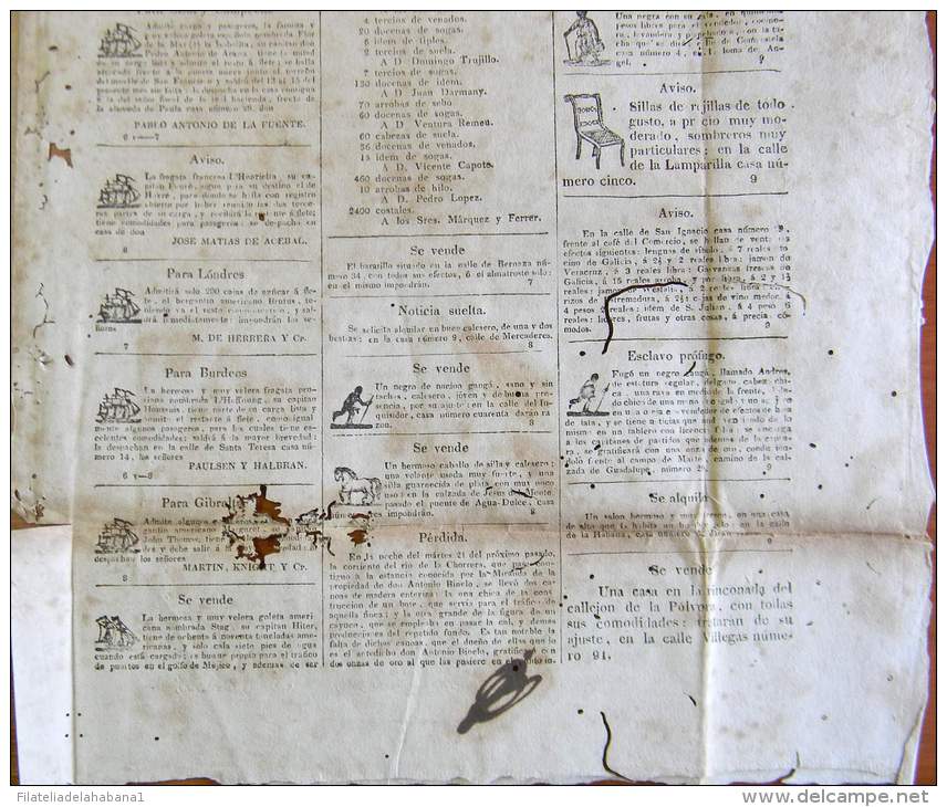 BP256 CUBA SPAIN NEWSPAPER ESPAÑA 1824 NOTICIOSO MERCANTIL 09/10/1824 39X28cm. - [1] Until 1980