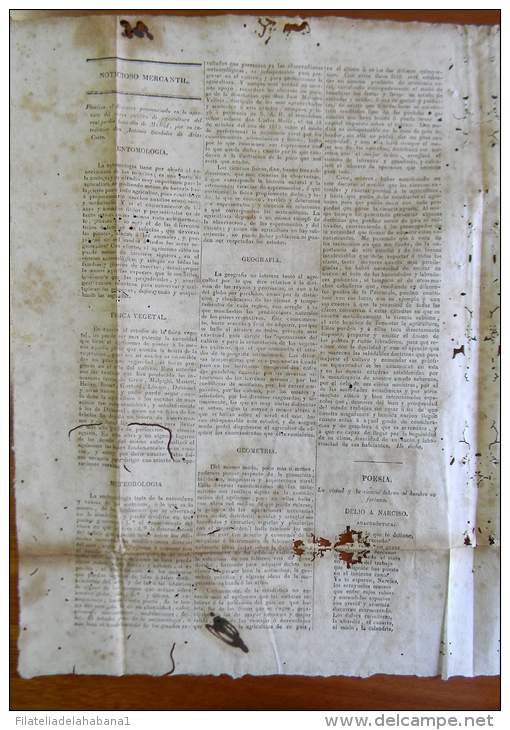 BP256 CUBA SPAIN NEWSPAPER ESPAÑA 1824 NOTICIOSO MERCANTIL 09/10/1824 39X28cm. - [1] Tot 1980