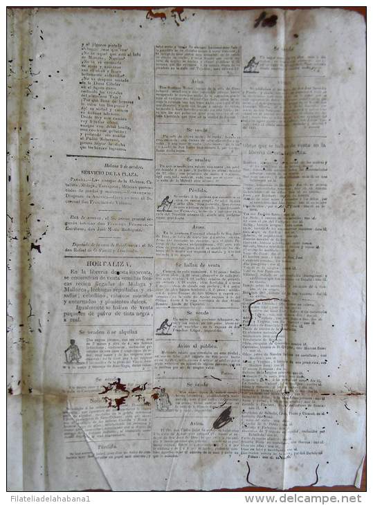 BP256 CUBA SPAIN NEWSPAPER ESPAÑA 1824 NOTICIOSO MERCANTIL 09/10/1824 39X28cm. - [1] Hasta 1980