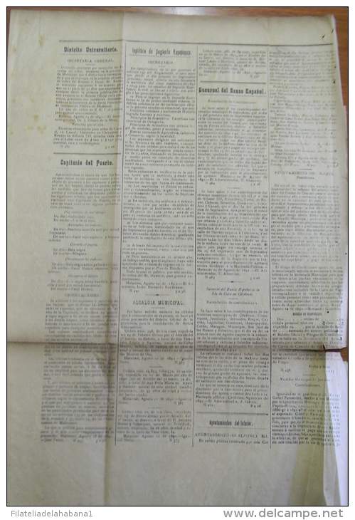 BP258 CUBA SPAIN NEWSPAPER ESPAÑA 1892 BOLETIN OFICIAL MATANZA 27/8/1892 46X32cm - [1] Hasta 1980