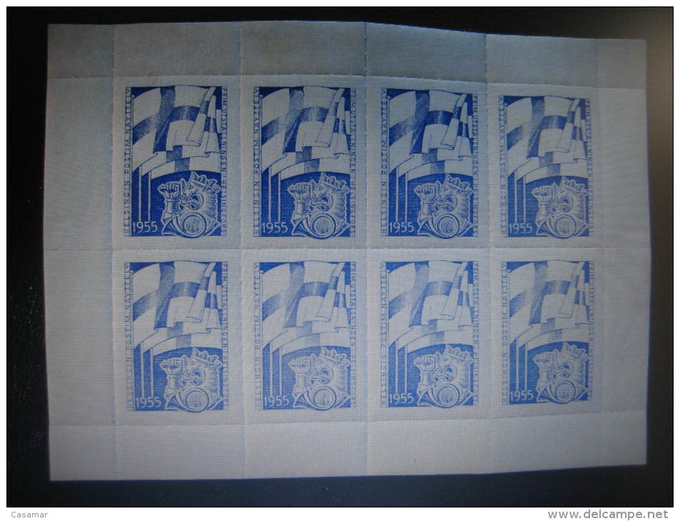 1955 Helsinki Helsingfords Lyon &amp; Flags Souvenir Sheet Vignette Poster Stamp Label Finland - Other & Unclassified
