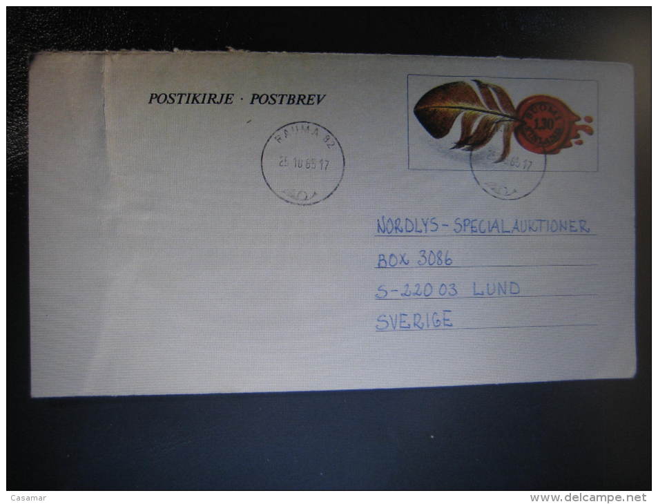 Rauma 1985 To Lund Sweden Enveloppe Postal Stationery Cover Finland - Entiers Postaux