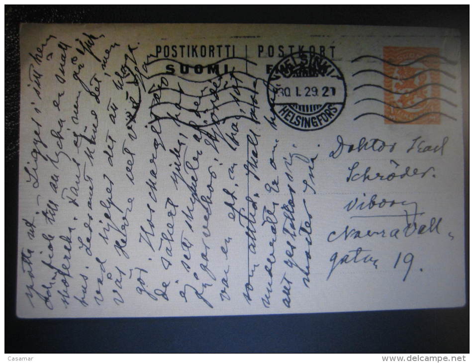 1929 HELSINKI TO VIBORG Postal Stationery Card Finland - Entiers Postaux