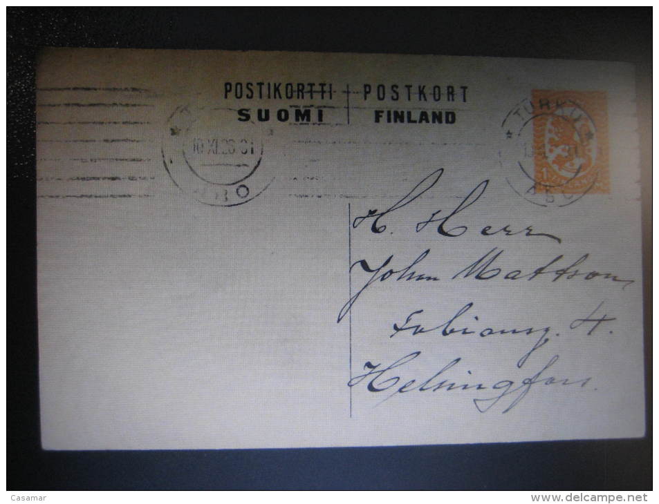 1926 TURKU To HELSINKI Postal Stationery Card Finland - Entiers Postaux