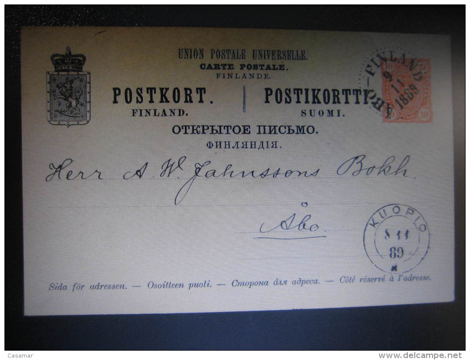 1889 KUOPIO To ABO Rusia Russian Administration Russia Postal Stationery Card Finland - Interi Postali