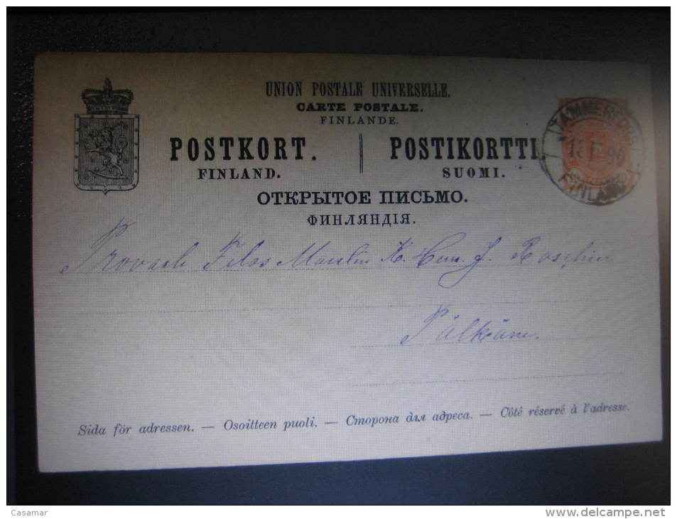1890 JAMMERFORS To PALKANI Rusia Russian Administration Russia Postal Stationery Card Finland - Entiers Postaux