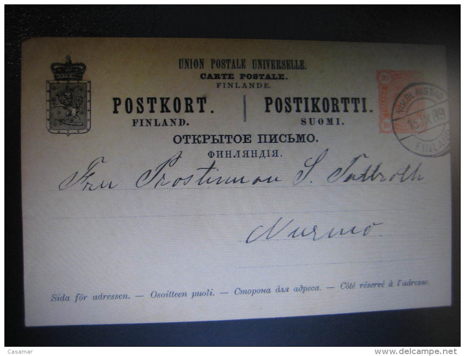 1889 NIKOLAISTAD To NURMO Rusia Russian Administration Russia Postal Stationery Card Finland - Enteros Postales