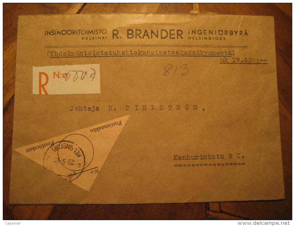 Helsinki 1958 Postiennakko Postforskott Label Parcel-post Postage Free Paid Cover Finland - Paketmarken
