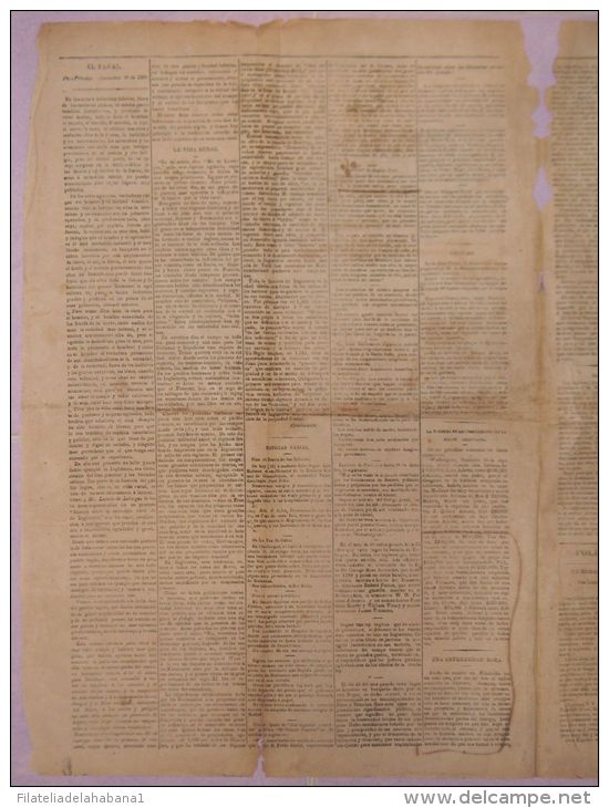 BP266 CUBA SPAIN NEWSPAPER ESPAÑA 1880 EL FANAL 26.11.1880 55X38cm - [1] Until 1980