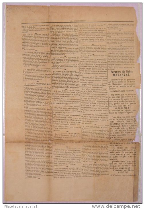 BP267 CUBA SPAIN NEWSPAPER ESPAÑA 1884 EL GUERRILLERO 29.05.1884 46X32cm - [1] Jusqu' à 1980