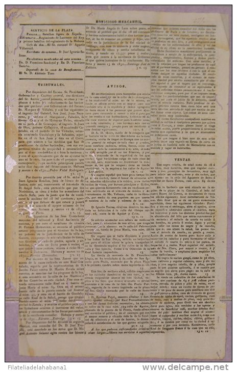 BP272 CUBA SPAIN NEWSPAPER ESPAÑA 1830 NOTICIOSO MERCANTIL 15.03.1830 37X25cm - [1] Hasta 1980