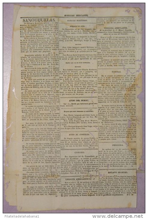 BP272 CUBA SPAIN NEWSPAPER ESPAÑA 1830 NOTICIOSO MERCANTIL 15.03.1830 37X25cm - [1] Until 1980