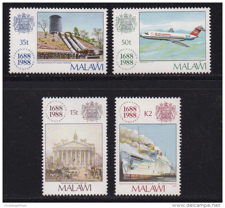 MALAWI, 1988, Mint  Lightly Hinged Stamps , 300 Years LLoyds, 517-520, #4617 - Malawi (1964-...)