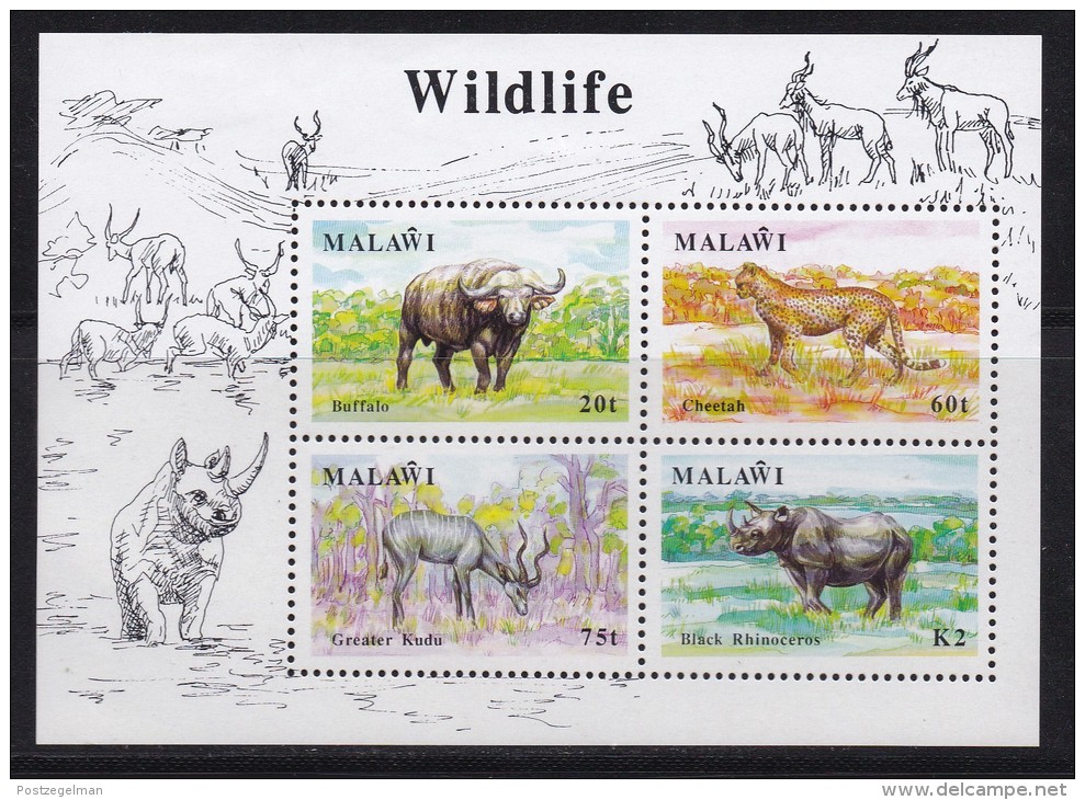 MALAWI, 1991, Mint  Lightly Hinged Stamps In Block , Wild Animals, Bl 74, #4627 - Malawi (1964-...)