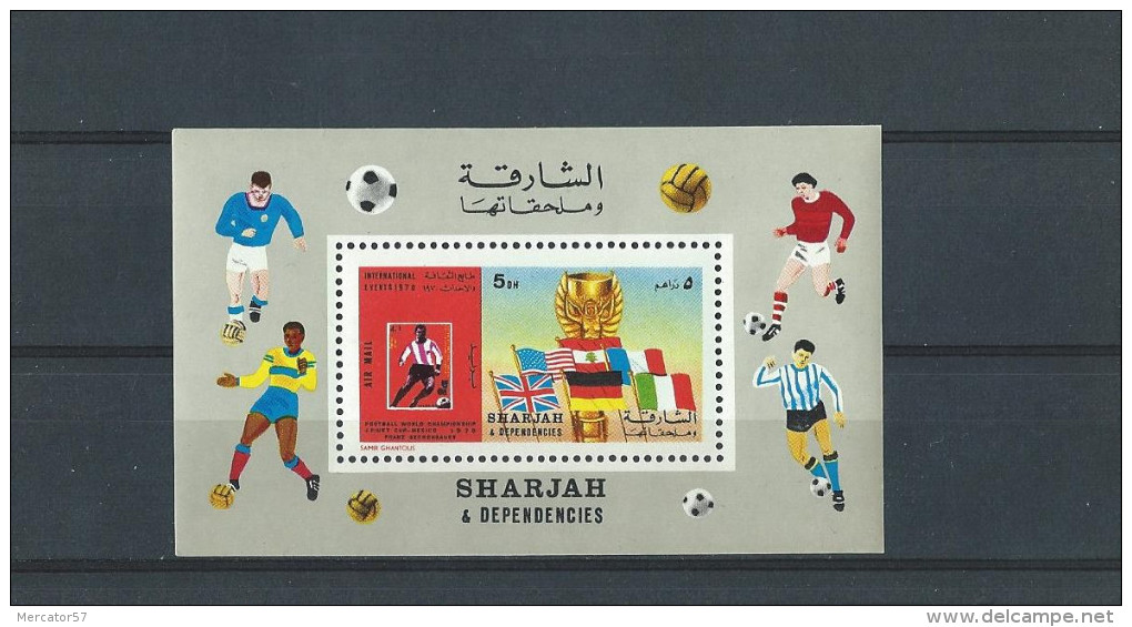 FOOTBALL : SHARJAH Et Dépendances  Bloc Coupe Du Monde MEXIQUE - 1970 – Mexico