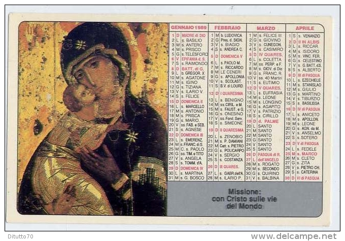 Calendarietto - Missione  - Con Cristo Sulle Vie Del Mondo 1989 - Big : 1981-90