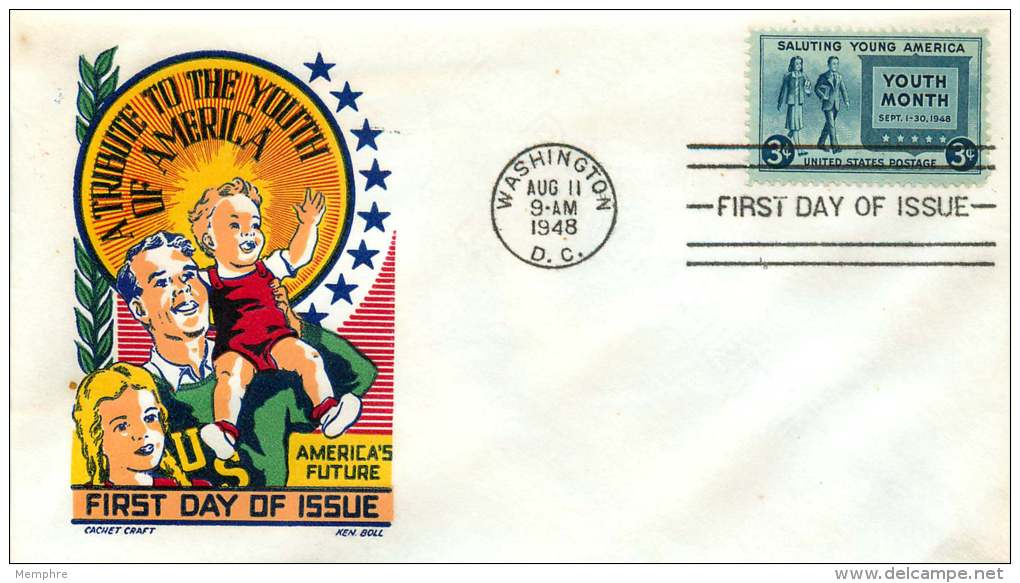 1948   Youth Month  Sc 963   Ken Boll  - Cachetcraft  Unaddressed FDC - 1941-1950