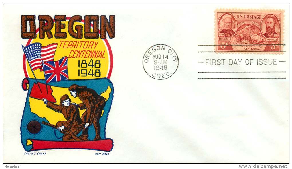 1948   Oregon Territory Centennial   Sc 964   Ken Boll  - Cachetcraft  Unaddressed FDC - 1941-1950