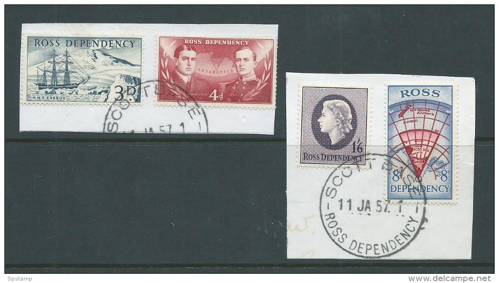 Ross Dependency 1957 Pre Decimal Definitives Set 4 FU Scott Base Cancels - Autres & Non Classés