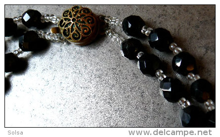 Ancien Collier Français Double Rang En Verre / Old French Necklace - Necklaces/Chains