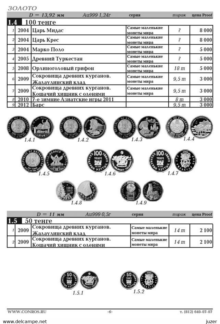 Catalogue Of Kazakhstan Coins 1995-2013 (Conros) - Kazakistan