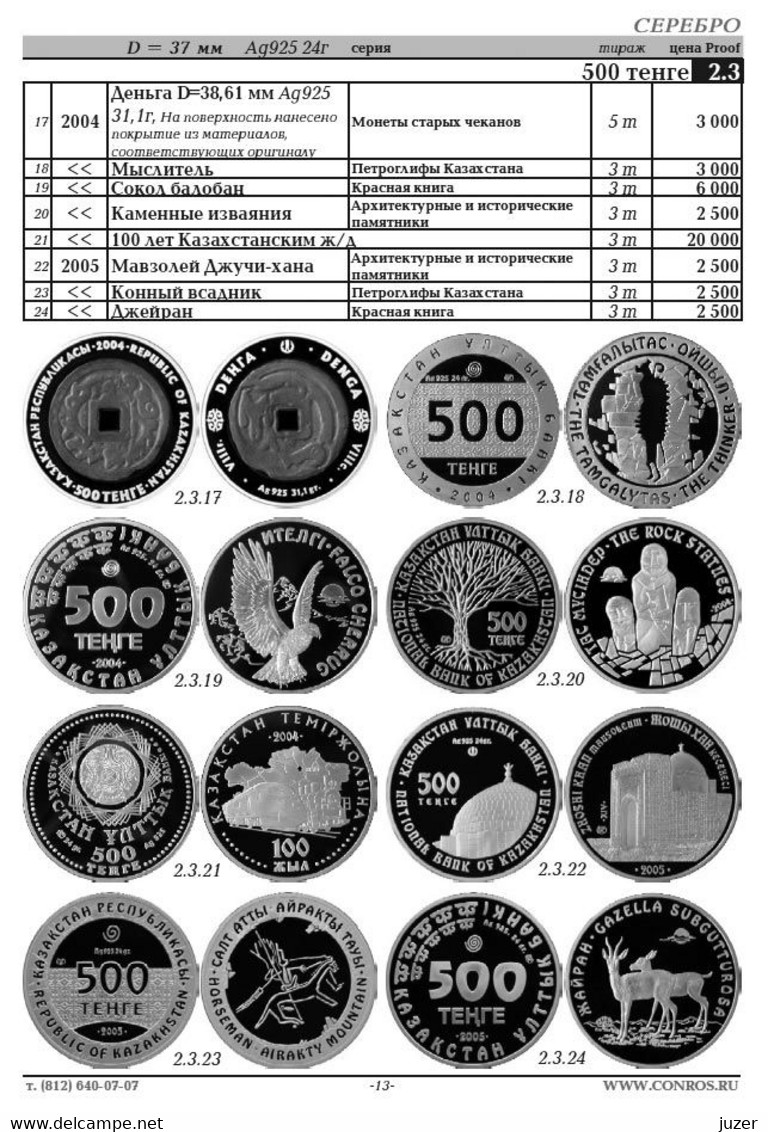 Catalogue Of Kazakhstan Coins 1995-2013 (Conros) - Kazakistan