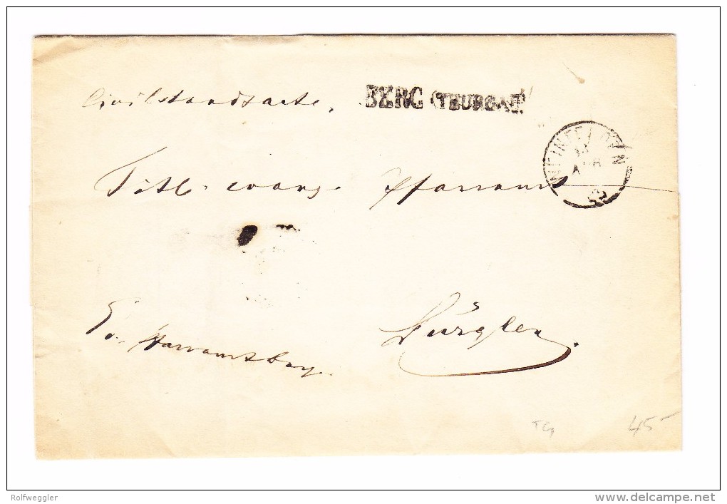Heimat TG BERG (THURGAU) Stabstempel Weinfelden 13.4 Fingerhutstempel Nach Bürglen - 1843-1852 Federal & Cantonal Stamps