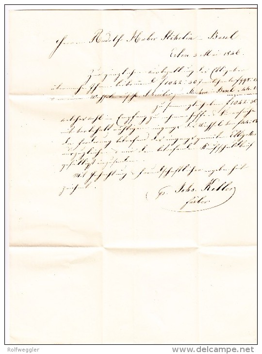 Heimat TG ERLEN Stabstempel Wert Brief 1000 CHF Nach Basel - ...-1845 Préphilatélie