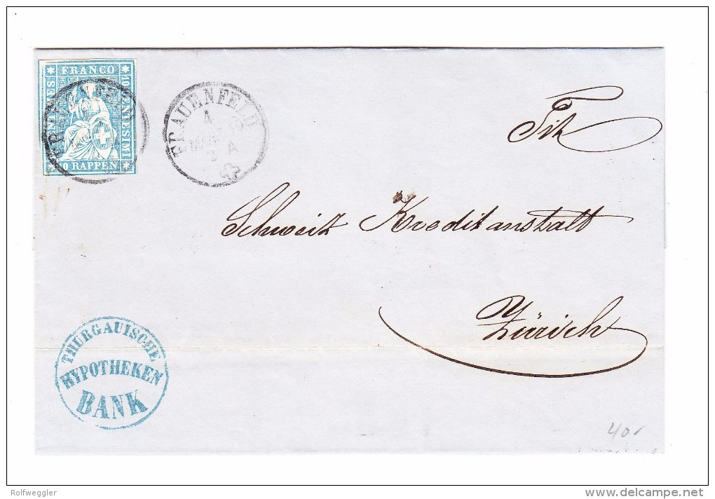 Heimat TG Frauenfeld 4.3.1859 1-Kreis Stempel 10Rp. Strubel Brief Nach Zürich - Lettres & Documents