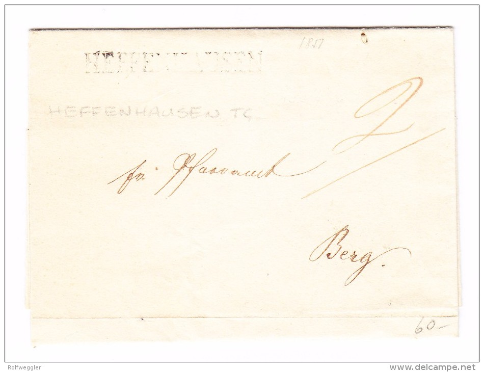 Heimat TG HEFFENHAUSEN Langstempel Brief 1851 Nach Berg Transit St. Weinfelden 12.11 - 1843-1852 Timbres Cantonaux Et  Fédéraux