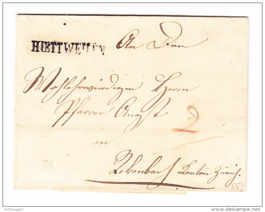 Heimat TG HÜTTWEILEN Langstempel Auf 1849 Brief Rücks. 2 -KreisStempel Frauenfeld Und Winterthur - 1843-1852 Kantonalmarken Und Bundesmarken