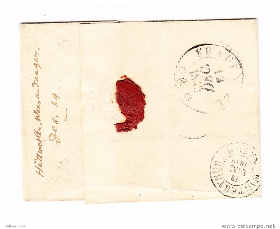 Heimat TG HÜTTWEILEN Langstempel Auf 1849 Brief Rücks. 2 -KreisStempel Frauenfeld Und Winterthur - 1843-1852 Federal & Cantonal Stamps