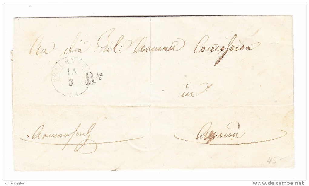 Heimat TG Frauenfeld 15/3 Rte Brief Nach Aarau - 1843-1852 Federal & Cantonal Stamps