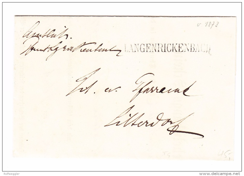 Heimat TG LANGRICKENBACH Stabstempel Brief Nach Sittersdorf Mit Rücks. Transitst. Bürglen Und Bischofszell 12.12.1873 - 1843-1852 Kantonalmarken Und Bundesmarken