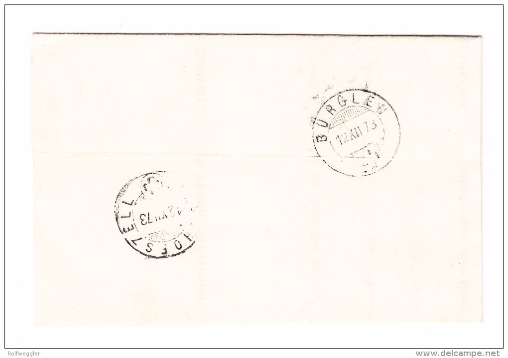 Heimat TG LANGRICKENBACH Stabstempel Brief Nach Sittersdorf Mit Rücks. Transitst. Bürglen Und Bischofszell 12.12.1873 - 1843-1852 Federal & Cantonal Stamps