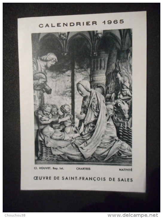 IMAGE Pieuse "CALENDRIER 1965 - OEUVRE DE SAINT FRANCOIS DE SALES" (Hélio Lorrane Nancy) - Religión & Esoterismo