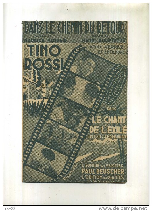 -  DANS LE CHEMIN DU RETOUR . PARTITION DE CHANSON DE TINO ROSSI . - Partitions Musicales Anciennes