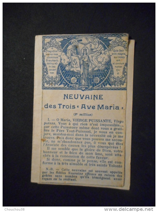 IMAGE Pieuse Ancienne DOUBLE "NEUVAINE DES TROIS AVE MARIA" - Religion & Esotericism