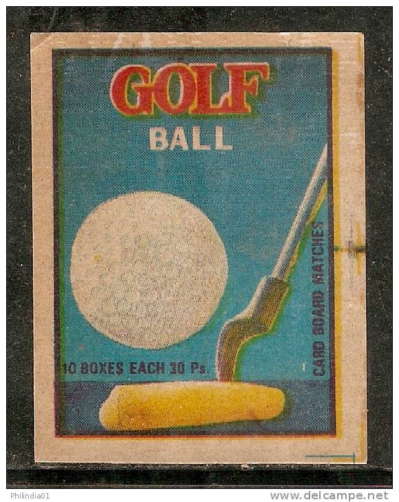 India Golf Ball & Stick Sport Match Box Packet Label Large Size Inde Indien # 03623 - Luciferdozen - Etiketten