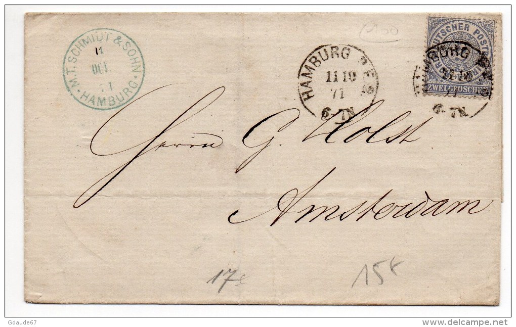 1871 - LETTRE De HAMBURG Pour AMSTERDAM - Autres & Non Classés