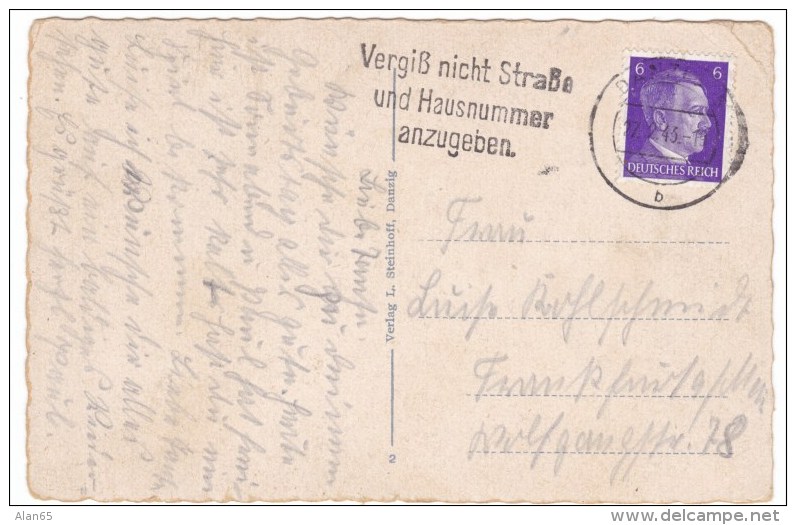 Danzig Germany, St. Catherine Church, C1940s Vintage Postcard, Postally Used 1940s Stamp - Danzig