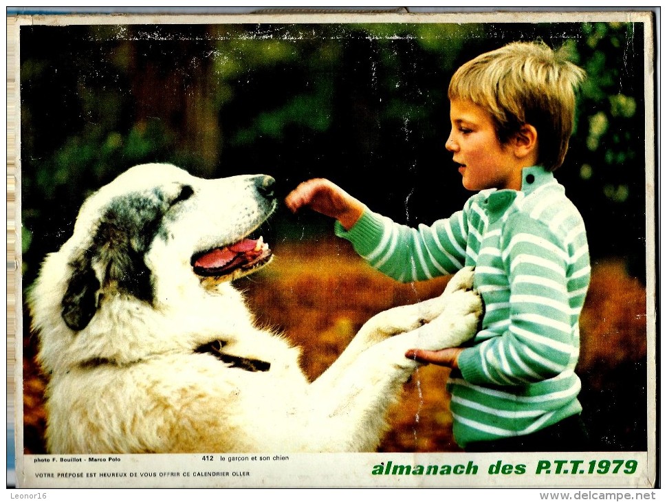 ALMANACH DES P.T.T 1979  - 2 Volets Cartonnés Complet ** LE GARCON ET SON CHIEN - A LA FERME ** Photos : STONE Et BOUILL - Grand Format : 1971-80