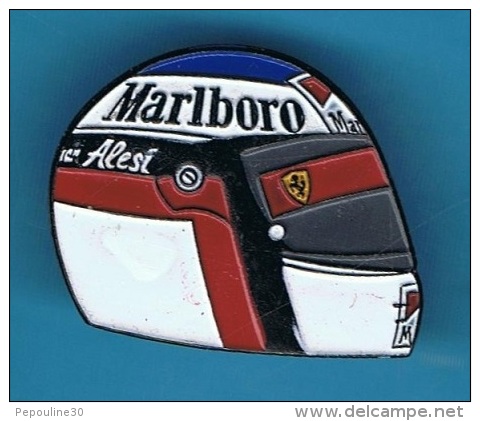 PIN'S //  ** CASQUE ** JEAN ALESI  ** 91 ** FERRARI ** N°27 ** MARLBORO ** - Car Racing - F1