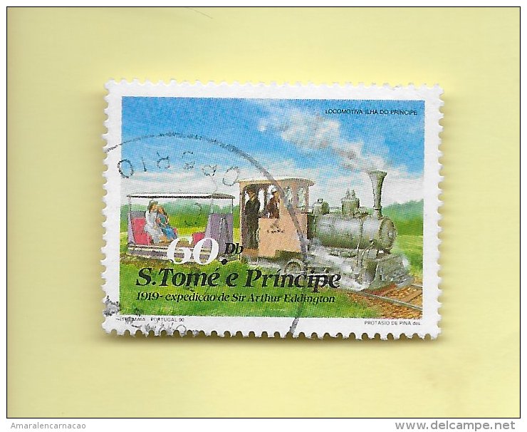 TIMBRES - STAMPS - SAO TOMÉ ET PRINCIPE / SAO TOME AND PRINCIPE - 1990 - 70e ANNIV. DE EXPEDITION DE SIR  ARTHUR EDDINGT - Sao Tome And Principe